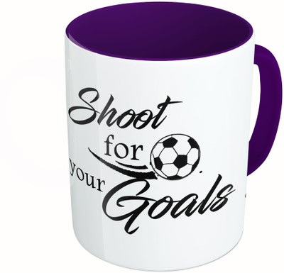 

MiiCreations Printed Two Tone Blue And White Shoot For Your Goals! Ceramic Mug(325 ml), Multicolor