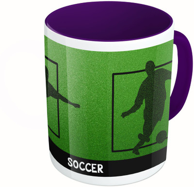 

MiiCreations Printed Two Tone Blue And White Soccer Player Pattern Ceramic Mug(325 ml), Multicolor