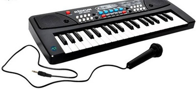 Firstep 37 Key Piano Keyboard Toy with DC Power Option, Recording and Mic(Black) 1
