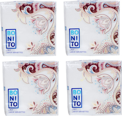 

Bonito Bonito Premium Large Cocktail Napkins and Tissue Paper (33x33 Cm): 50 Pulls Pack of 4 White Napkins(4 Sheets)