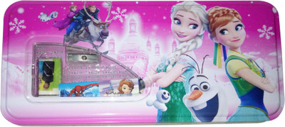 Pranshi Frozen Character Art Metal Pencil Box(Set of 1, Pink)