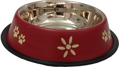 

Petshop7 Stainless Steel anti Skid Dog Food Bowl / Dog Bowl - Medium 600 ML Round Stainless Steel Pet Bowl(700 Red)