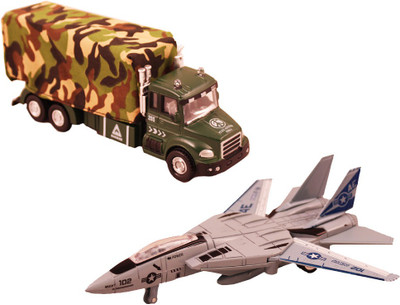 

SKY MODEL MiliteryTruck & Fighter Jack Pull Back Combo(Multicolor)