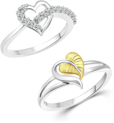 VIGHNAHARTA Valentine's Bash Alloy Cubic Zirconia Gold Plated Ring Set