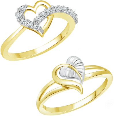 VIGHNAHARTA Valentine's Bash Alloy Cubic Zirconia Gold Plated Ring Set