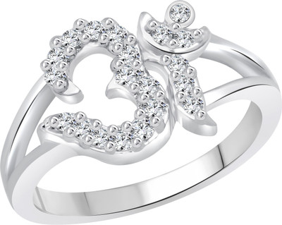 

Vighnaharta Alloy Cubic Zirconia Gold-plated Plated Ring, Silver