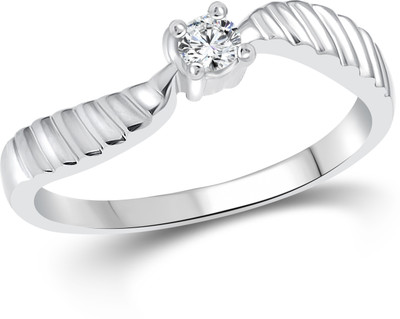 

Vighnaharta Dazzling Solitare Alloy Cubic Zirconia 18K White Gold Plated Ring, Silver