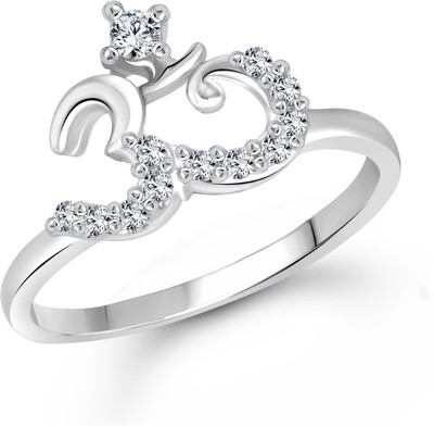 

Vighnaharta Stylish Om Alloy Cubic Zirconia Gold-plated Plated Ring, Silver