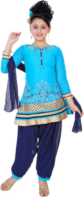 

Saarah Self Design Kurti & Patiyala(Stitched, Blue