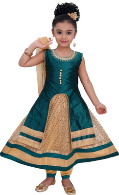 

Saarah Self Design Kurta & Churidar(Stitched, Green