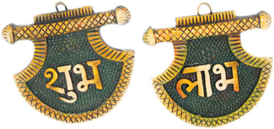

Sarvsiddhi Terracotta Subh Labh On Fan Door Hanging Decorative Showpiece - 3 cm(Terracotta, Green)