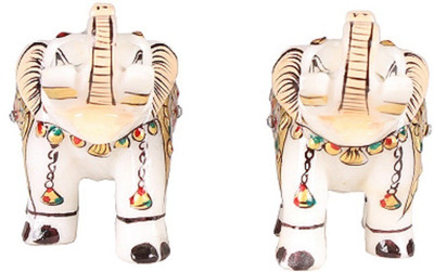 

Apkamart Handicraft Marble Elephants Showpiece - Decorative Animal Figurines for Table Decor and Gifts Decorative Showpiece - 8 cm(Marble, Multicolor)