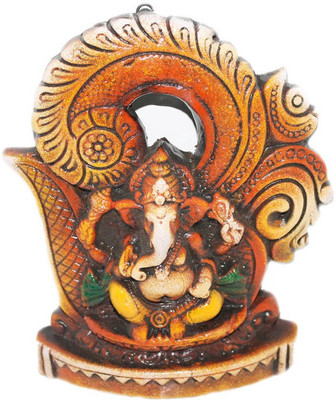 

Sarvsiddhi Terracotta Poorna Om Ganesha Wall Décor Decorative Showpiece - 4 cm(Terracotta, Brown)
