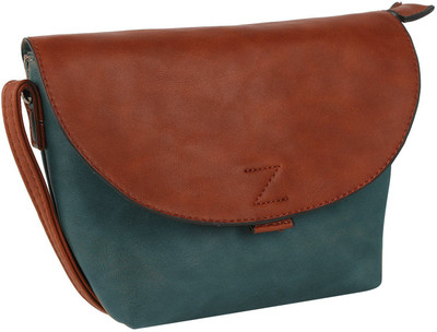 

carpia Girls Casual Brown, Blue Genuine Leather Sling Bag, Blue;brown