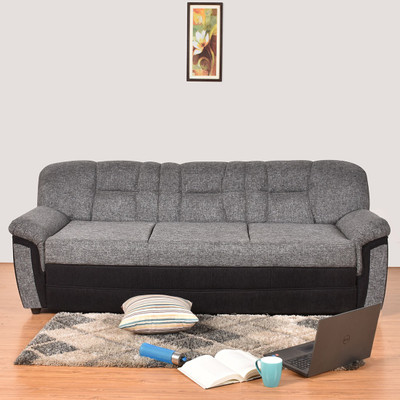 Furny Lexus Fabric 3 Seater Sofa(Finish Color - Black)