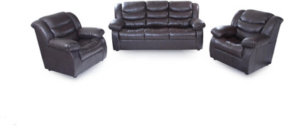 

Furnicity Leatherette 3 + 1 + 1 Brown Sofa Set