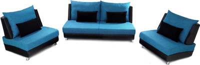 

Furnicity Leatherette 3 + 1 + 1 Blue Sofa Set