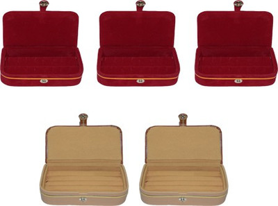 

Aadhya Pack of 2 ring and 3 earring folders Multipurpose Vanity Box(Red)