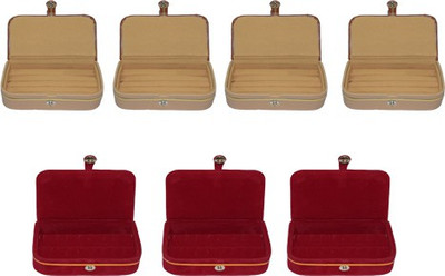 

Aadhya Combo of 4 ring and 3 earring folders Multipurpose Vanity Box(Red)