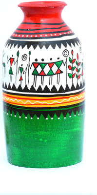 

Art Godaam Hand painted Terracotta Vase(7 inch, Multicolor)