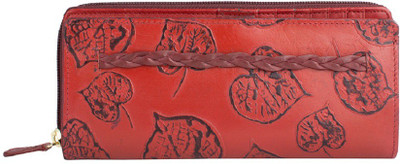 

Hidesign Women Red Genuine Leather Wallet(13 Card Slots), Red marsala