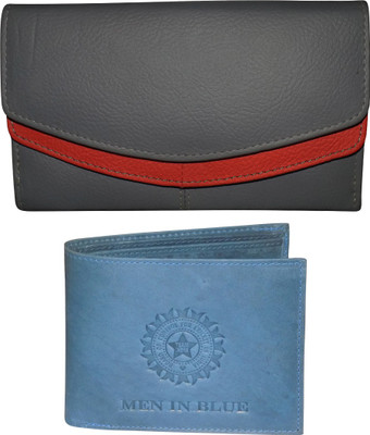 

Style 98 Men Grey, Red, Blue Genuine Leather Wallet(5 Card Slots), Blue;grey;red