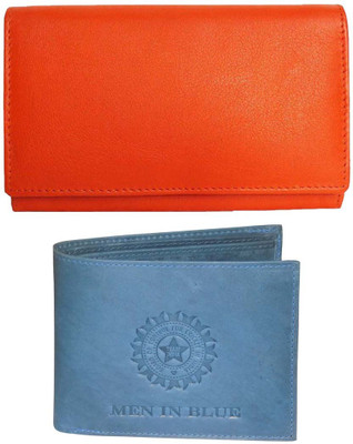 

Style 98 Men Orange, Blue Genuine Leather Wallet(5 Card Slots), Blue;orange