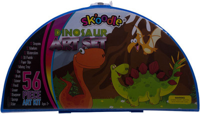 

SKOODLE Halfmoon Shape drawing 56 Piece Dinosaur Coloring Kit Art Set Coloring Kit Art Set