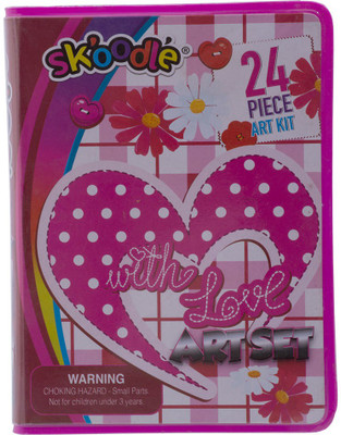 

SKOODLE Kids drawing 24 Pieces Polka Dots Heart with love Mini Coloring Kit Art Set