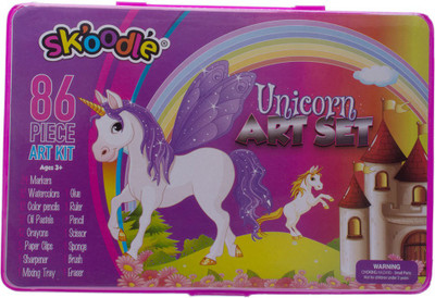 

SKOODLE Kids drawing 86 Pieces Unicorn Coloring Kit Art Set