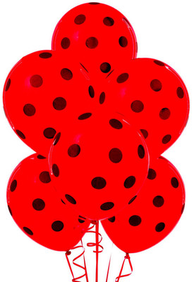 

Jamboree Printed BLACK/RED POLKA DOT BALLOONS Balloon(Red, Black, Pack of 100)