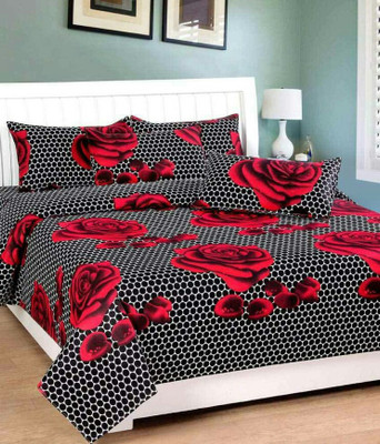 

Redleaf Cotton Double Floral Bedsheet(Pack of 1, Black)