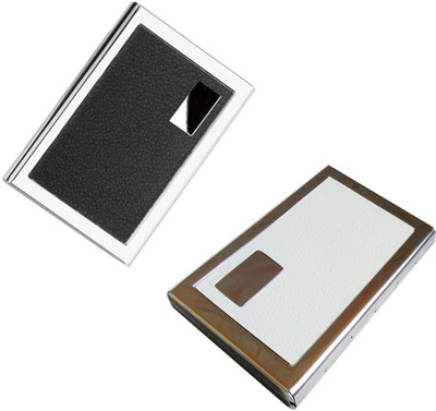 

CrackaDeal 2017 New Stylish High Quality Steel Black Leather Waterproof Business ATM & Steel White Leather Waterproof Business ATM 6 Card Holder(Set of 2, Multicolor)