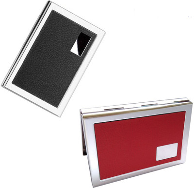

CrackaDeal 2017 New Stylish High Quality Steel Black Leather Executive ATM & Steel Red Leather Professional ATM 6 Card Holder(Set of 2, Multicolor)