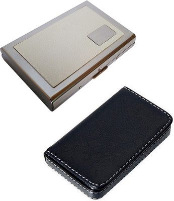 

CrackaDeal 2017 New Stylish Quality Steel White Leather Luxury ATM & Soft Black Leather Business Purpose Visa Visiting 6 Card Holder(Set of 2, Multicolor)