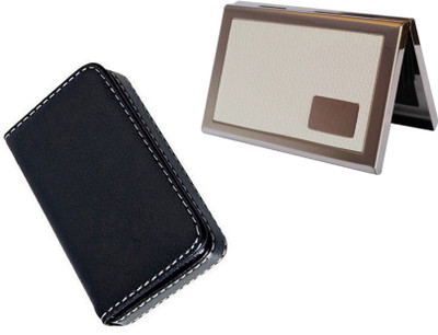 

CrackaDeal 2017 New Stylish Quality Steel White Leather Business ATM & Soft Black Leather Luxurious Visiting 6 Card Holder(Set of 2, Multicolor)