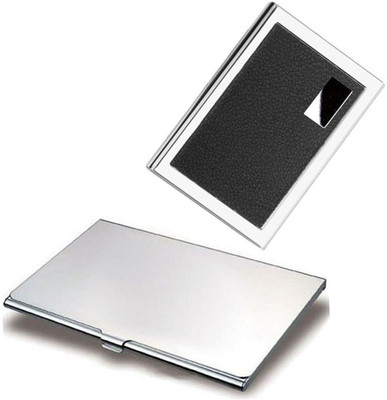 

CrackaDeal 2017 New Stylish High Quality Steel Black Leather Premium ATM & Stainless Steel Executive Pocket Visiting 6 Card Holder(Set of 2, Multicolor)