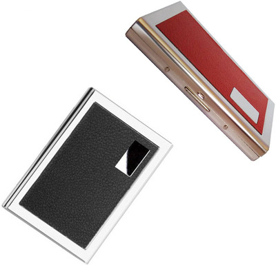 

CrackaDeal Trendy 2017 High Quality Steel Black Leather Premium ATM & Steel Red Leather Executive Pocket ATM 6 Card Holder(Set of 2, Multicolor)