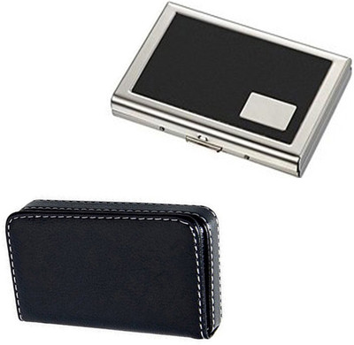 

CrackaDeal Trendy 2017 High Quality Steel Black Leather Luxury ATM & Soft Black Leather Business Purpose Visa Visiting 6 Card Holder(Set of 2, Multicolor)