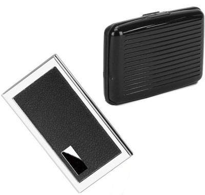 

CrackaDeal Trendy 2017 High Quality Steel Black Leather Business Purpose Visa ATM & Plastic Aluma Luxury ATM 6 Card Holder(Set of 2, Multicolor)
