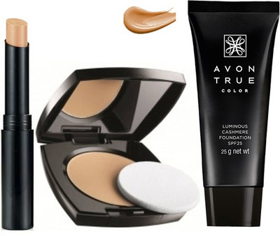 

Avon Anew True Color Pressed Powder + Cashmere Foundation + Concealer Stick (Light)(Set of 3)