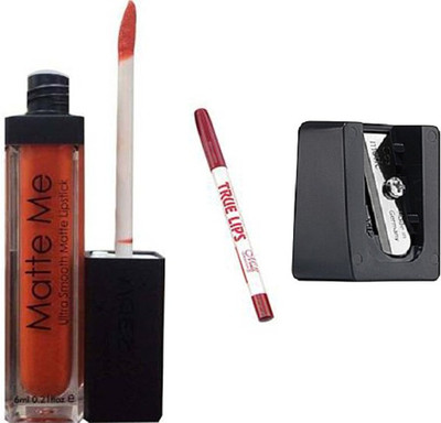 

Blushia Matte Me Liquid Lipstick+ 1 Lip Pencil+ 1 Sharpener(Set of 3)