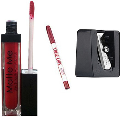 

Blushia Matte Me Liquid Lipstick+ 1 Lip Pencil+ 1 Sharpener(Set of 3)