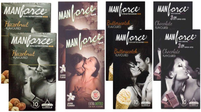 Manforce Hazelnut Jasmin butterscotch chocolate flavored Condom(Set of 8, 80S)