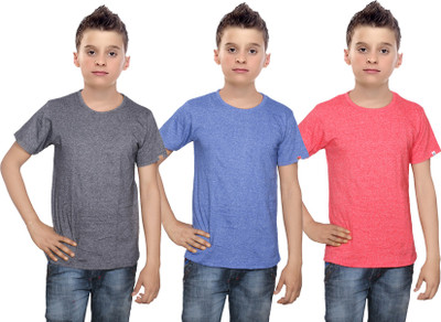 

IndiWeaves Boys Solid Cotton T Shirt(Multicolor, Pack of 3, Black;blue;red