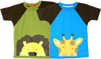 

Ssmitn Boys Animal Print Cotton T Shirt(Green, Pack of 2, Blue