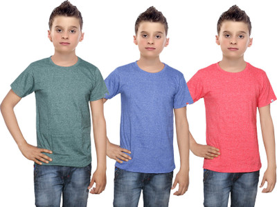

IndiWeaves Boys Solid Cotton T Shirt(Multicolor, Pack of 3, Blue;green;red