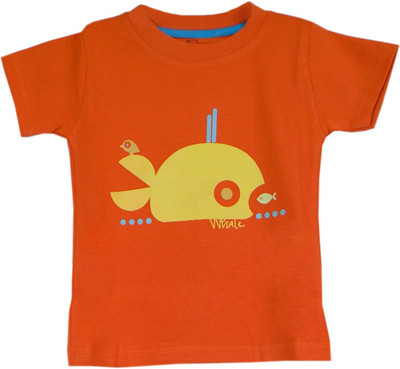 

Ssmitn Boys & Girls Printed Cotton T Shirt(Orange, Pack of 1