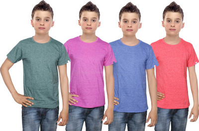 

IndiWeaves Boys Solid Cotton T Shirt(Multicolor, Pack of 4, Blue;green;pink;red