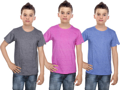 

IndiWeaves Boys Solid Cotton T Shirt(Multicolor, Pack of 3, Black;blue;pink